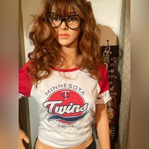 Minnesota Twins Women's Red and White Raglan Top